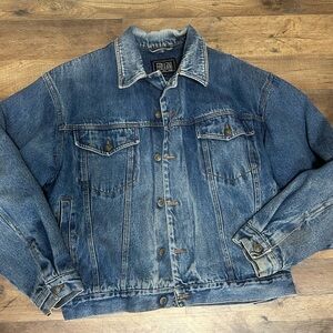 Vintage FERUGINI 90’s Men's Denim Sherpa Blue Jacket